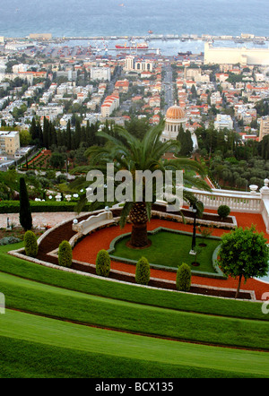 I giardini bahai nella città di Haifa Foto Stock