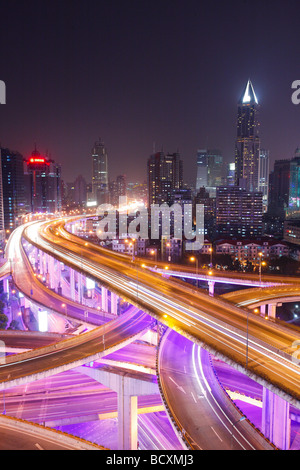 Yan'an strada sopraelevata,Shanghai, Cina Foto Stock