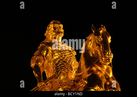 Dresden Goldener Reiter Nacht Dresden Golden Knight notte 01 Foto Stock