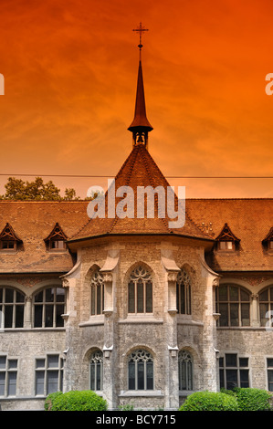 Museo nazionale svizzero Zurigo al tramonto Foto Stock