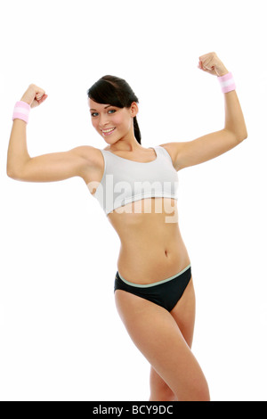 Junge Sportliche Frau posiert in sportivo Sportdress giovane donna in posa sportdress Foto Stock