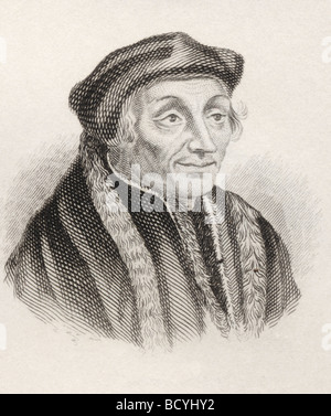 Desiderio Erasmus Roterodamus alias desiderio Erasmus di Rotterdam, c.. 1466/146 - 1536. Umanista rinascimentale olandese e teologo cristiano cattolico Foto Stock