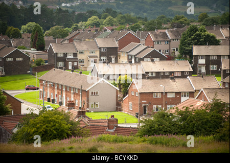 Il Consiglio Gurnos complesso residenziale alla periferia di Merthyr Tydfil South Wales UK Foto Stock