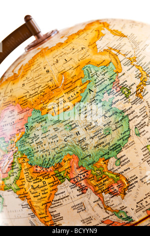 Parte di un globo con la Mappa di Asia Foto Stock