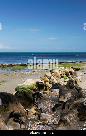 Rocce naturali sulla spiaggia Bembridge, Isola di Wight Foto Stock