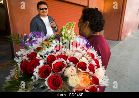 Venditore di fiori di Venice Beach nella Contea di Los Angeles Stati Uniti d'America Foto Stock