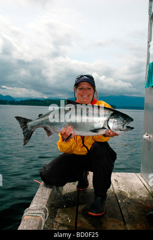 La pesca del salmone fuori dall'Isola di Vancouver, British Columbia Foto Stock