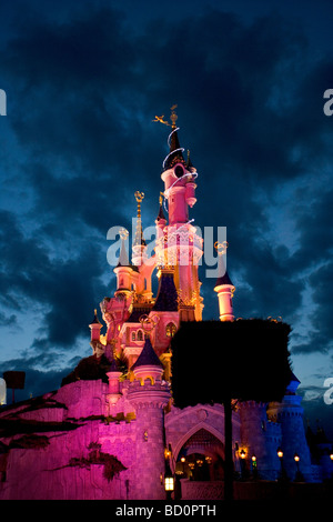 Sleeping Beauty castle in Euro Disney, Parigi, Francia Foto Stock