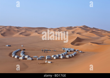 Libia deserto del Sahara una tenda del camp nella Ubari zona di dune Foto Stock