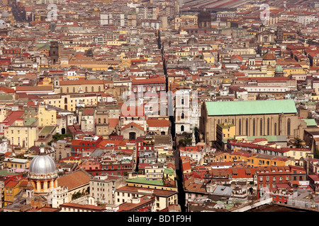 Vista del golfo di Napoli da Castel Sant'Elmo in Italia Foto Stock