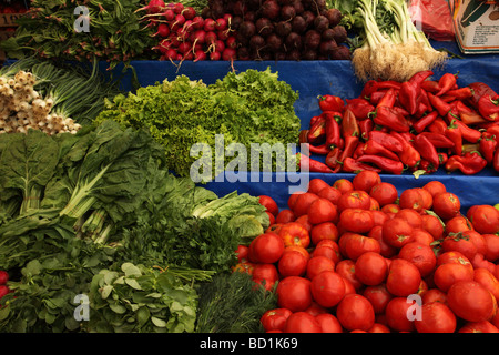 Yalikavak mercato ortofrutticolo, penisola di Bodrum, Turchia Foto Stock