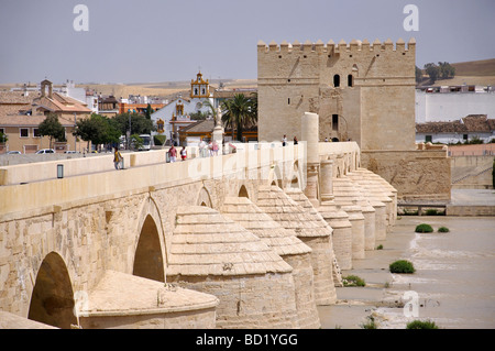 Il ponte romano sul fiume Guadalquivir, Cordoba, in provincia di Cordoba, Andalusia, Spagna Foto Stock