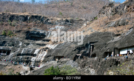 Grotte di Ajanta Maharashtra India Foto Stock