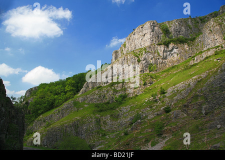 Le torreggianti scogliere calcaree in Cheddar Gorge, Somerset, Inghilterra, Regno Unito Foto Stock
