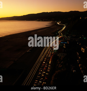 Pacific Coast Highway al tramonto Foto Stock