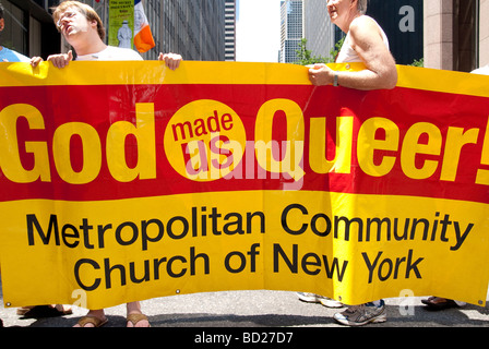 Annuale di Gay Pride marzo o parata tenutasi a New York City Foto Stock