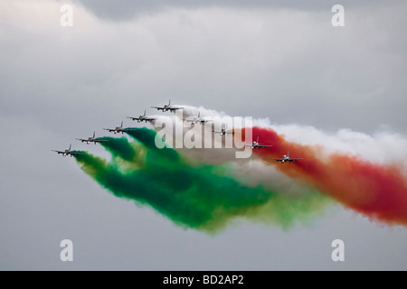 Aermacchii mb339 della forza aerea italiana aerobatic team le frecce tricolori Foto Stock