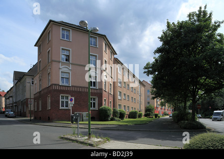 Route der Industriekultur, Friedrich Alfred Krupp, Arbeitersiedlung, Kruppsiedlung Friedrichshof in Essen, Ruhrgebiet, Renania settentrionale-Vestfalia Foto Stock