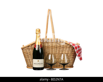 Tradizionale Cesto picnic Champagne Foto Stock