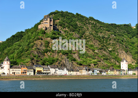 Castello Katz presso il St Goar sul fiume Reno Germania Foto Stock