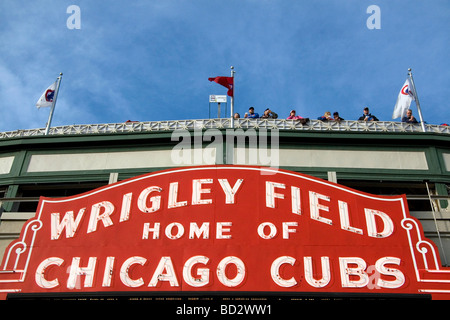 Marquee famoso segno di Wrigley Field in Chicago Illinois USA Foto Stock