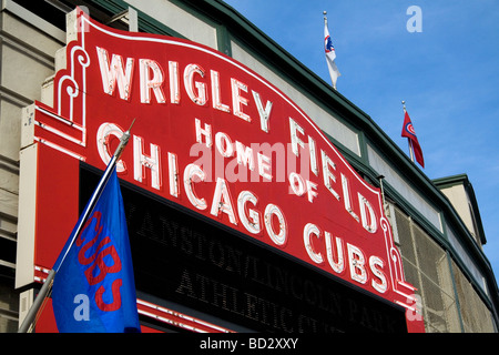 Marquee famoso segno di Wrigley Field in Chicago Illinois USA Foto Stock