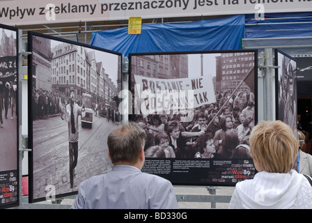 Gli uomini russi-NO, le donne russe-sì, dimostrazione di Breslavia Giugno 1989 il crollo del comunismo, visualizzato a giugno 2009 a Wrocław Polonia Foto Stock