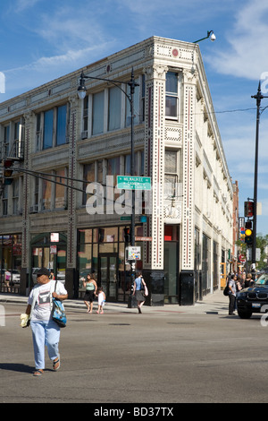 Arti Flatiron Building Bucktown Chicago Illinois Foto Stock