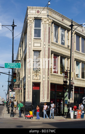 Arti Flatiron Building Bucktown Chicago Illinois Foto Stock