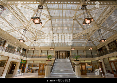 Il Rookery edificio Frank Lloyd Wright interni rimodellato di Chicago in Illinois Foto Stock