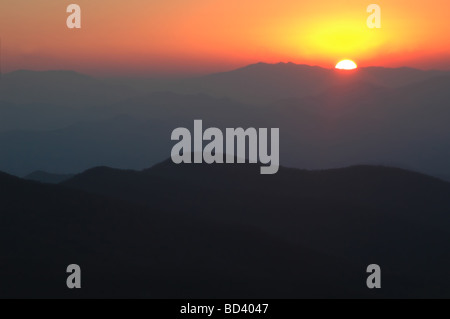 Bellissimo tramonto sul Parco Nazionale di Great Smoky Mountains Foto Stock