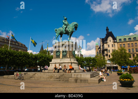 Statua del re Karl X Gustav a Gamla Staden a Malmö Skåne Svezia Europa Foto Stock