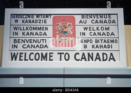 Canada immigrazione desk Benvenuto a Canada, Pier 21 museum, Halifax, Nova Scotia, Canada Foto Stock