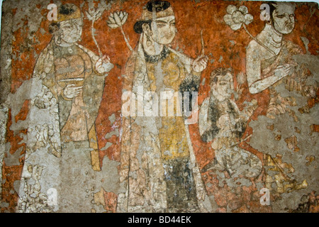 Affreschi antichi Sogdian Penjikent presso il Museo Nazionale delle Antichità a Dushanbe Tajikistan Foto Stock