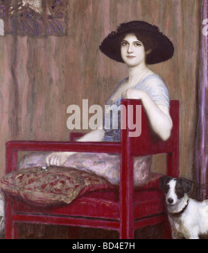 Belle arti, bloccata, Franz von (1863 - 1928) dipinto 'Bildnis der Tochter Maria' (ritratto della figlia Maria), circa 1916, spiagg Foto Stock