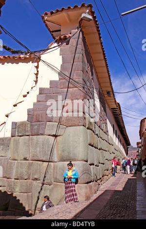 Calle Hatun Rumiyok, Cuzco, Perù, Sud America Foto Stock