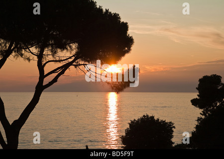 Il croato tramonto su Rovigno in Istria Foto Stock