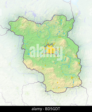 Brandeburgo, Rilievo ombreggiato mappa. Foto Stock