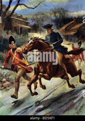 La cavalcata di Paul Revere Aprile 1775 da un 1920s stampa Foto Stock