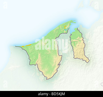 Brunei, Rilievo ombreggiato mappa. Foto Stock