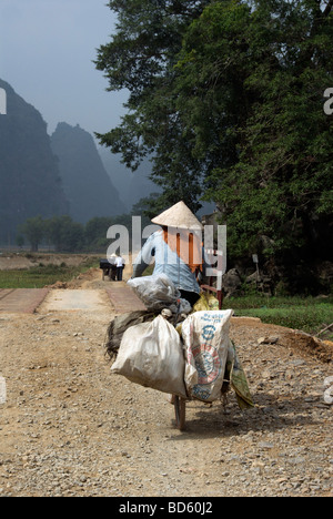 Equitazione donna bike Tam Coc Ninh Binh Provincia Nord Vietnam Foto Stock