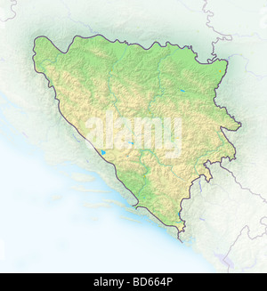 La Bosnia ed Erzegovina, Rilievo ombreggiato mappa. Foto Stock