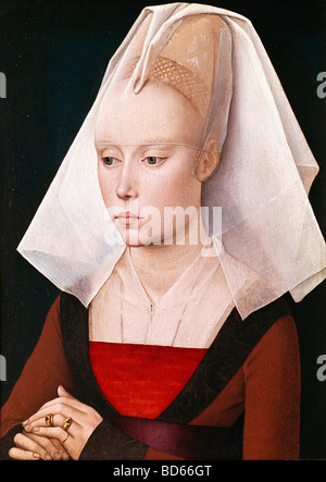 Belle arti, Weyden, Rogier van der (1399 - 1464), pittura, "Ritratto di una donna", circa 1450 / 1460, olio su pannello in legno, 28 x Foto Stock