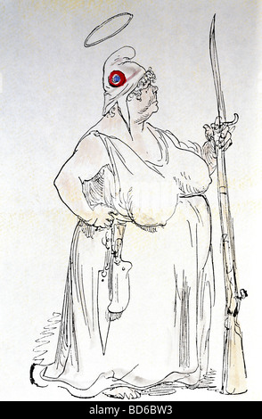 Belle arti, Dore, Gustave, (1832 - 1883), politico caricatura, "La nuova Marianne', litografia colorata, 1871, artista del diritto d'autore non deve essere cancellata Foto Stock