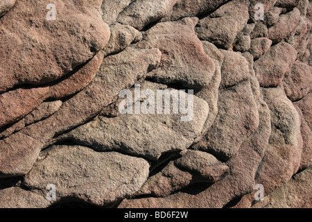 Strati di roccia in arenaria Bunter, Hilbre Island, Wirral, Merseyside, Regno Unito Foto Stock