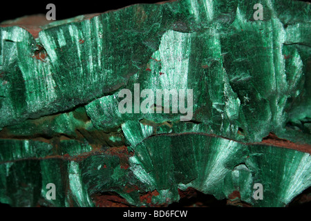 I cristalli di malachite (idrato di carbonato di rame) Foto Stock