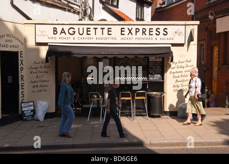 La Baguette Express ristorante e take away shop store in Norwich Norfolk Regno Unito Foto Stock