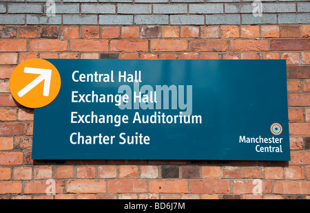 Segno a Manchester Central Foto Stock