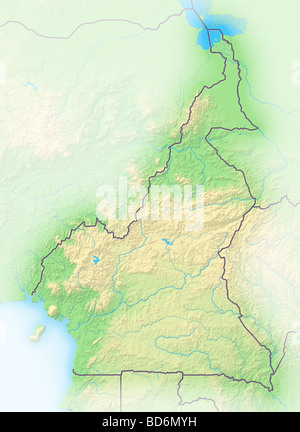 In Camerun, Rilievo ombreggiato mappa. Foto Stock