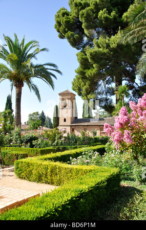 Palacio de Carlos V e giardini, la Alhambra di Granada, provincia di Granada, Andalusia, Spagna Foto Stock